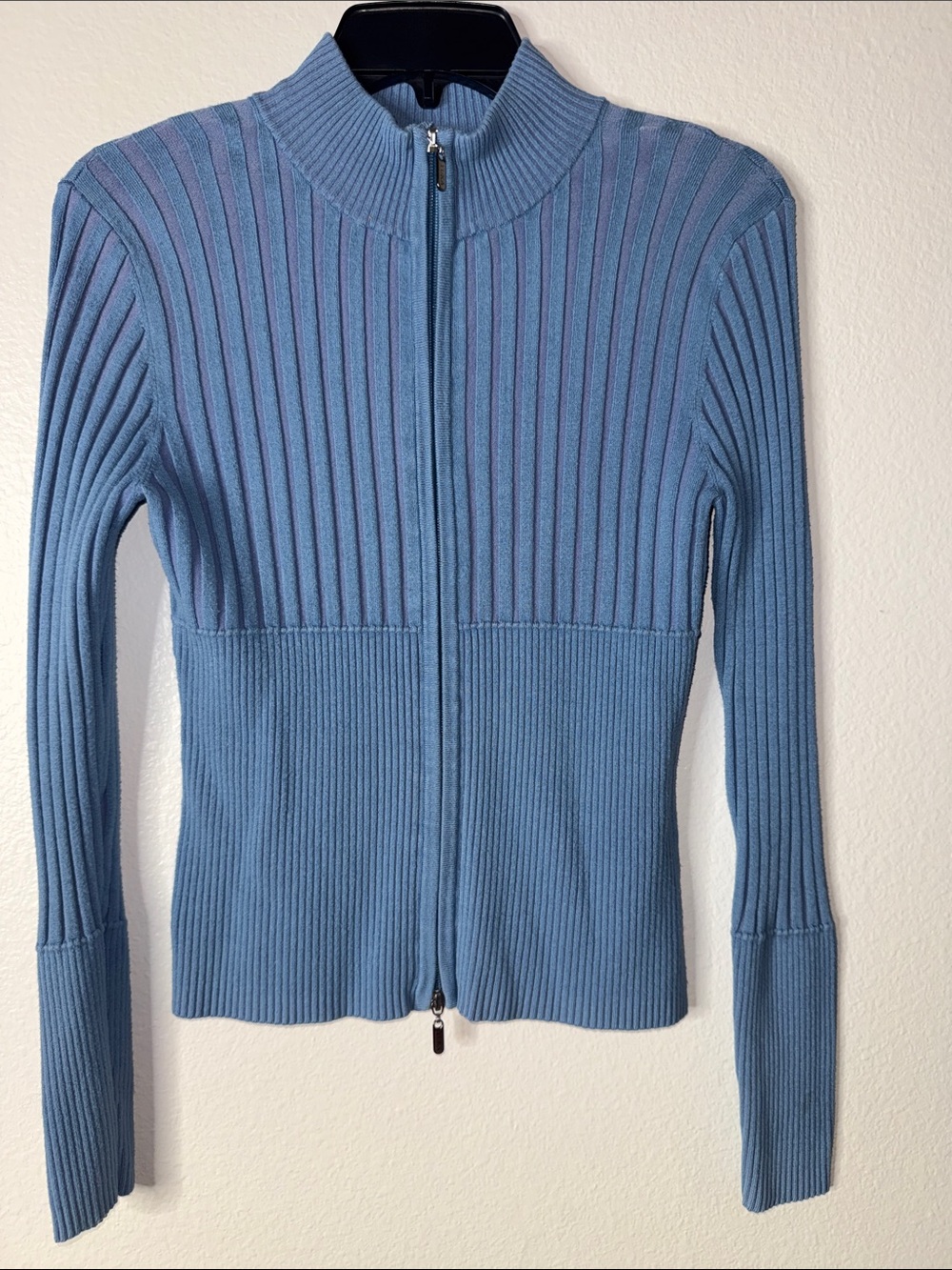 Yuka ribbed-knit full-zip mock-neck sweater T1